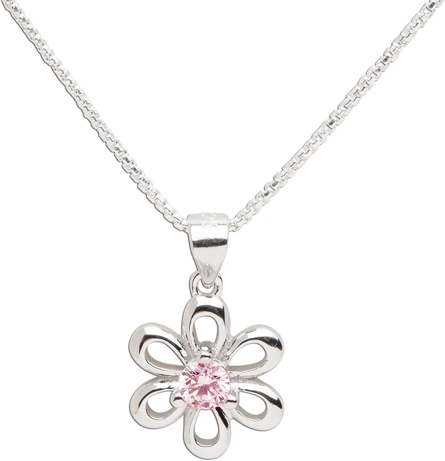 Cherished Moments Sterling Silver Daisy Simulated Birthstone Necklace