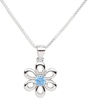 Cherished Moments Sterling Silver Daisy Simulated Birthstone Necklace