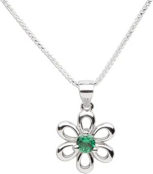Cherished Moments Sterling Silver Daisy Simulated Birthstone Necklace