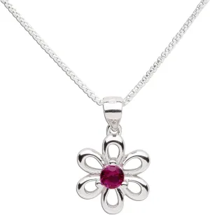 Cherished Moments Sterling Silver Daisy Simulated Birthstone Necklace