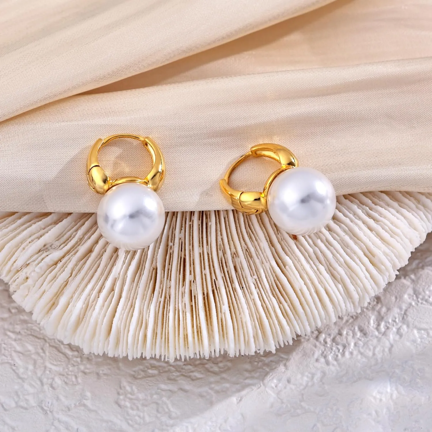 CHESKY Pearl Earrings for Women, Dainty 14K Gold Plated/925 Sterling Silver Drop Quality Handpicked AAA  Freshwater Cultured Round Pearls Dangle Earrings Wedding Jewelry for Women Gifts