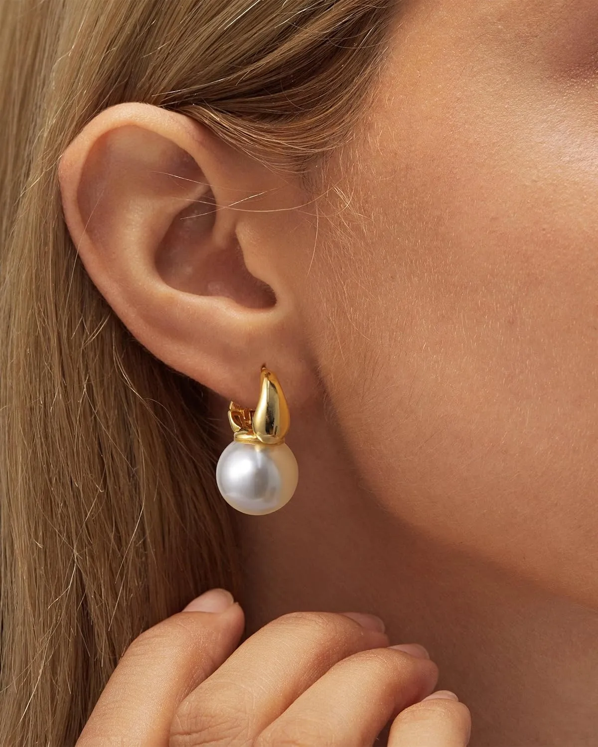 CHESKY Pearl Earrings for Women, Dainty 14K Gold Plated/925 Sterling Silver Drop Quality Handpicked AAA  Freshwater Cultured Round Pearls Dangle Earrings Wedding Jewelry for Women Gifts