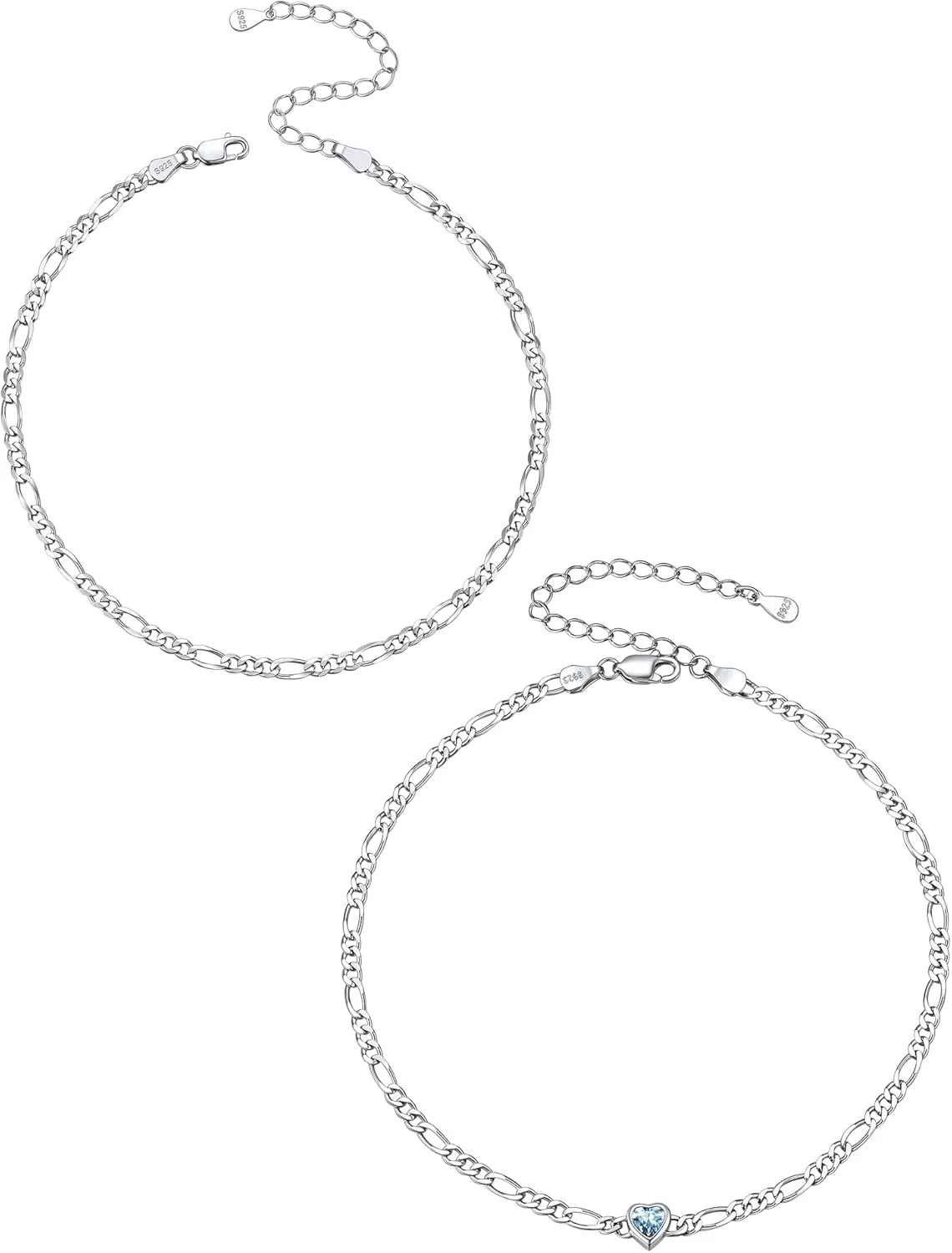 ChicSilver 925 Sterling Silver Anklet Jewelry Set for Women, Simple Dainty Ankle Bracelet for Beach Party(with Gift Box)