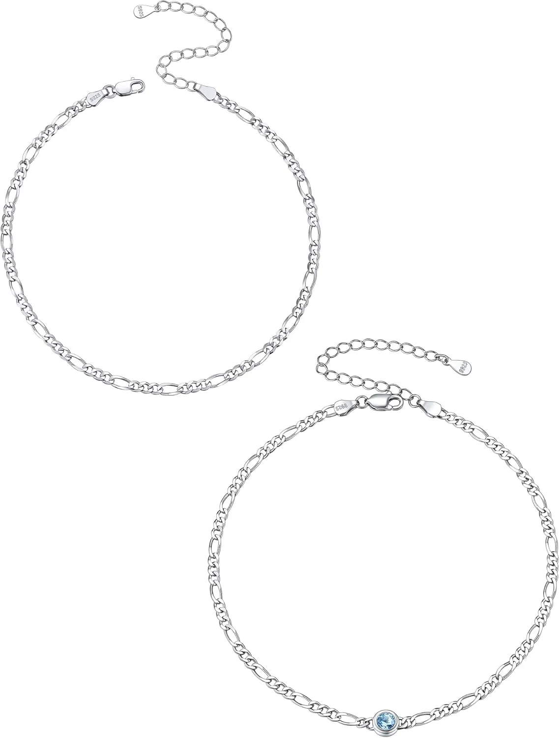 ChicSilver 925 Sterling Silver Anklet Jewelry Set for Women, Simple Dainty Ankle Bracelet for Beach Party(with Gift Box)