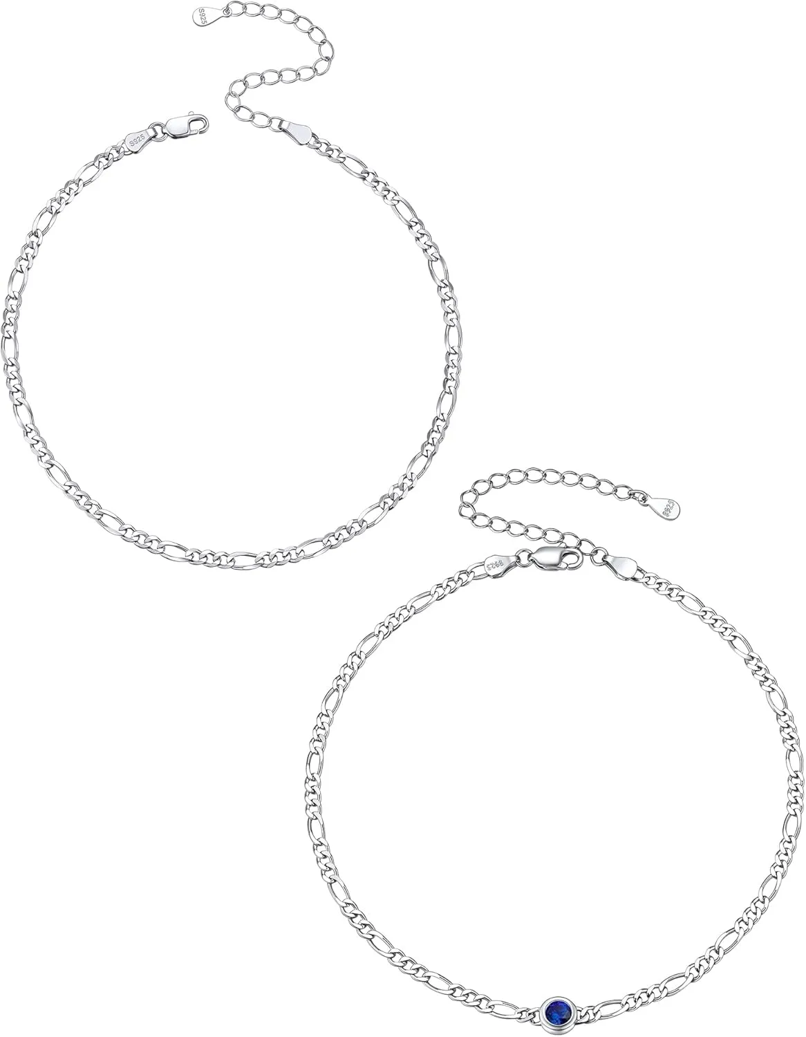 ChicSilver 925 Sterling Silver Anklet Jewelry Set for Women, Simple Dainty Ankle Bracelet for Beach Party(with Gift Box)