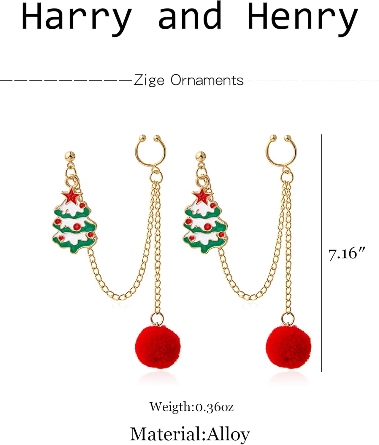 Christmas Earrings Christmas Ear Cuff Earrings Christmas Tree Santa Chain Earrings for Women Holiday Pom Pom Dangle Earrings Christmas Jewelry
