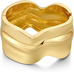 Chunky Gold Bangles Bracelet for Women Fashion Hammered Wide Cuff Bracelet Minimalist Open Wrist Cuff Bangle Gold Jewelry Accessories for Women