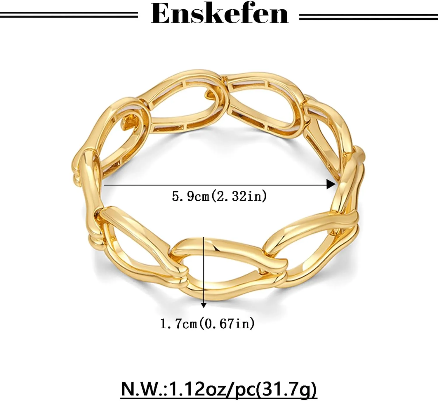 Chunky Stretch Bangles Bracelets for Women Trendy Wide Elastic Gold Bracelet Flexible Link Chain Bracelets