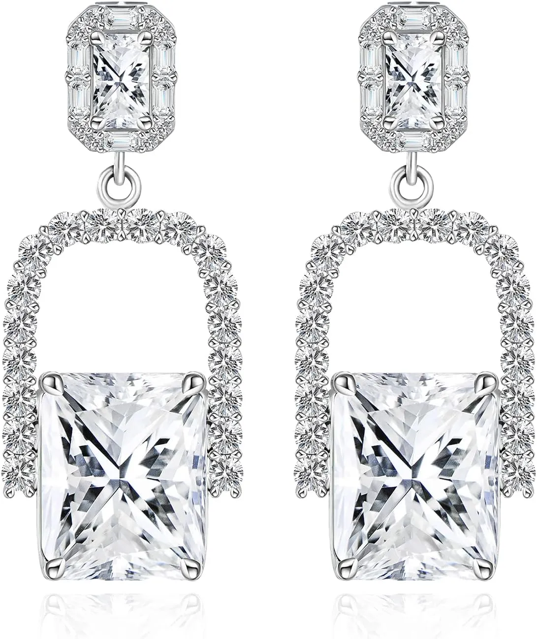 Cicy Bell Womens Earrings Platinum Plated Cubic Zirconia Elegant Earrings Birthday Gifts Vintage Dangle Earrings