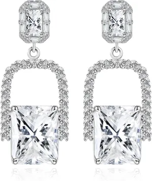 Cicy Bell Womens Earrings Platinum Plated Cubic Zirconia Elegant Earrings Birthday Gifts Vintage Dangle Earrings