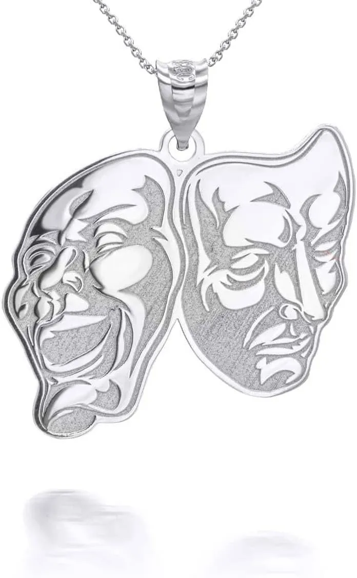 Claddagh Gold Personalized Name 925 Sterling Silver Theater Arts Drama Faces Pendant Necklace Custom Made Any Name