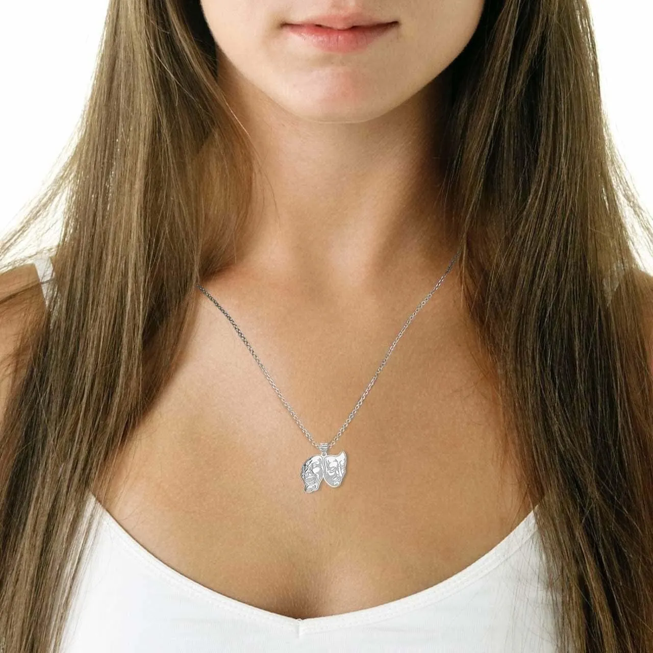 Claddagh Gold Personalized Name 925 Sterling Silver Theater Arts Drama Faces Pendant Necklace Custom Made Any Name