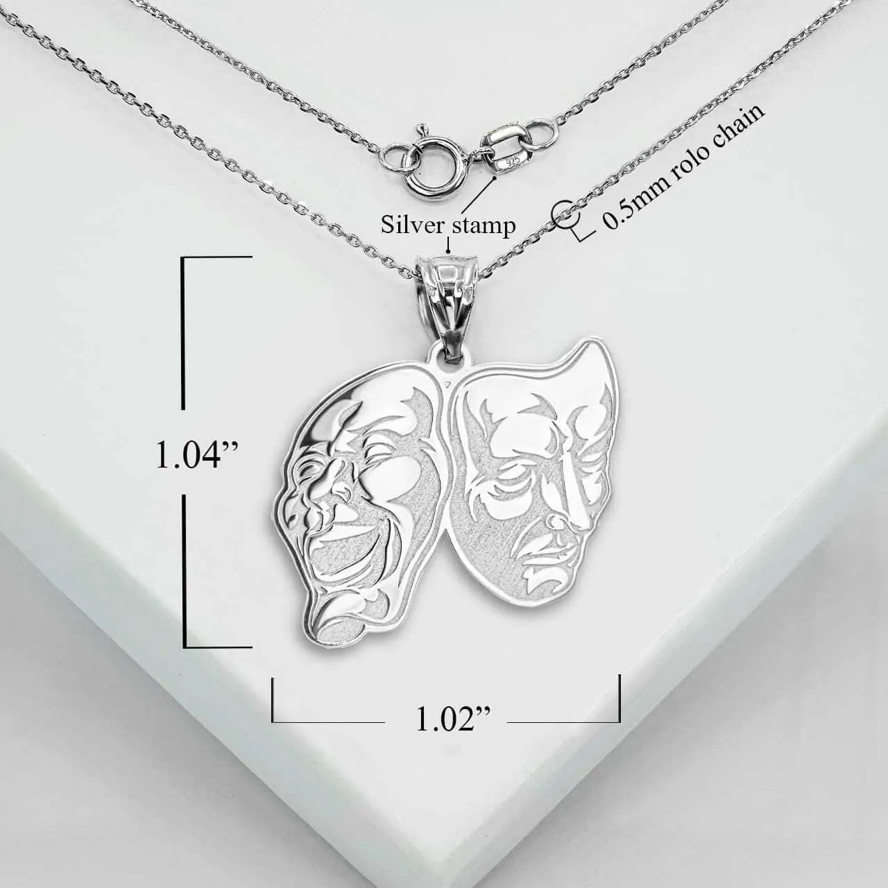 Claddagh Gold Personalized Name 925 Sterling Silver Theater Arts Drama Faces Pendant Necklace Custom Made Any Name