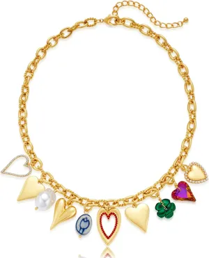 CLASSYZINT Bohemian Charms Necklace Adjustable Multi-Charm Jewelry for Women Beach Vacation & Party Accessories