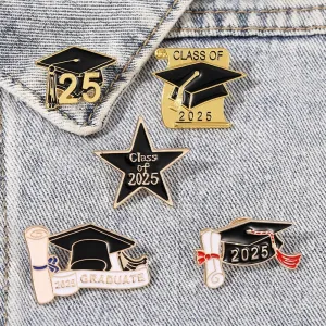 coadipress 4Pcs Cute Graduation Cap Brooches For Women Diploma School Graduate Enamel Lapel Pin Graduation Season Accessories For Party Supplies And High School Graduation Caps