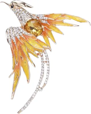 Colorful Crystal Rhinestone Phoenix Brooch,Handmade Enamel Lapel Brooch Pins Cute Phoenix Bird Animal Brooch Premium Badge Costume Hat Bag Decoration Accessories for Women Girls
