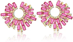Colorful Rhinestone Earrings For Women Sparkly Irregular Crystal Geometric Dangle Earrings Statement Earrings