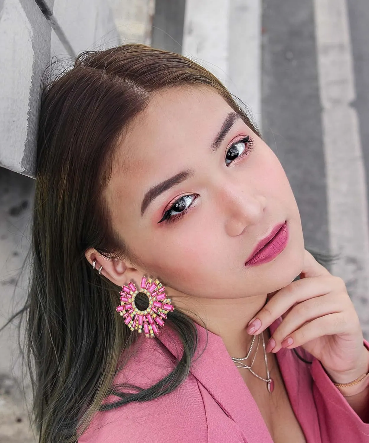 Colorful Rhinestone Earrings For Women Sparkly Irregular Crystal Geometric Dangle Earrings Statement Earrings