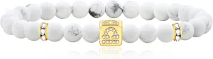 Constellation Charm Women's Bracelet 6mm Natural Frosted White Turquoise Twelve Zodiac Prayer Blessing Unisex Jewelry-Leo|Scorpio|Libra