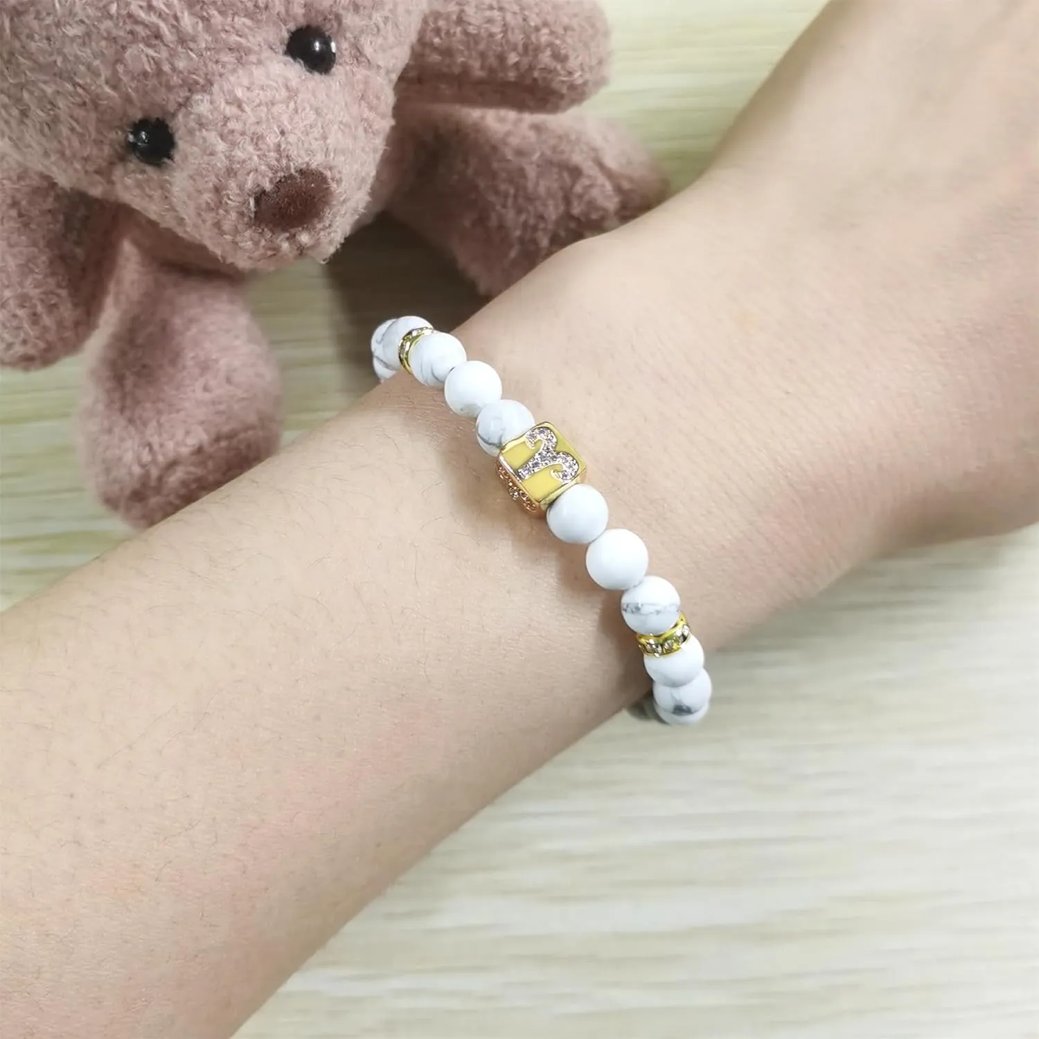 Constellation Charm Women's Bracelet 6mm Natural Frosted White Turquoise Twelve Zodiac Prayer Blessing Unisex Jewelry-Leo|Scorpio|Libra
