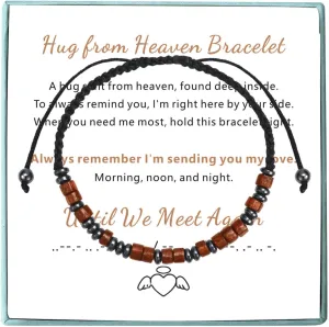 Coolvy Hug from Heaven Bracelet, Morse Code Bracelets for Women Men, Sympathy Gifts Loss of Loved One Until We Meet Again Memorial Bangle Remembrance Jewelry