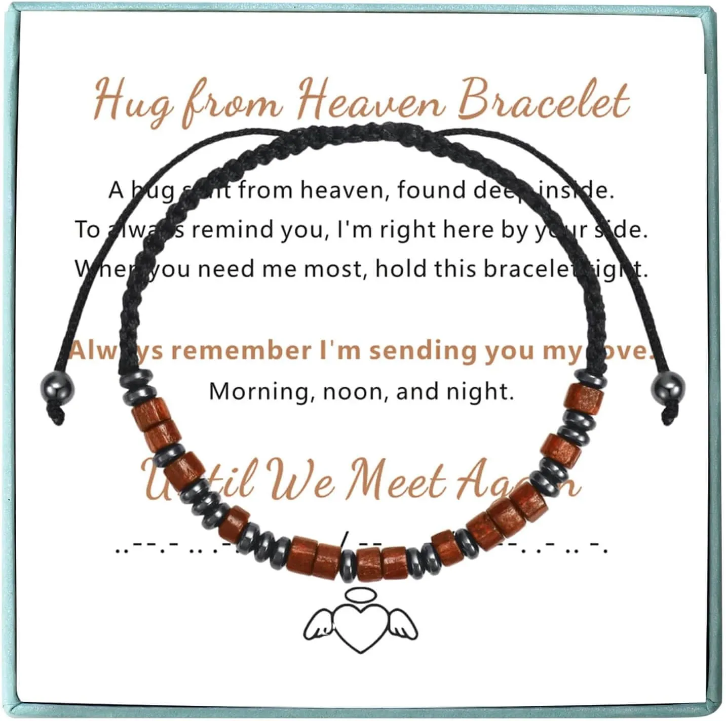 Coolvy Hug from Heaven Bracelet, Morse Code Bracelets for Women Men, Sympathy Gifts Loss of Loved One Until We Meet Again Memorial Bangle Remembrance Jewelry