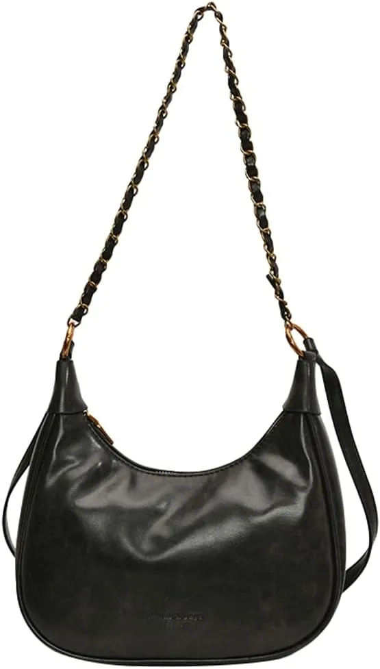 Crescent Shoulder Bag for Women Retro Leather Crossbody Bags Small Work Tote Bag Ladies Satchel Purses with 2 Straps