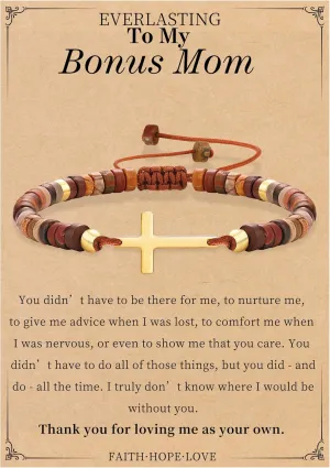 Cross Bracelets Christian Mothers Day Gifts Faith Based Gifts Adjustable Natural Stone Bracelets Christian Baptism Confirmation Catholic Religious Inspirational Gift for Women