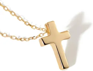 Cross Necklace in 14K Solid Gold | Dainty Cross Necklace for Women | Pendant Necklaces | Women's 14k Yellow Gold Necklaces | Gift for Birthday, 18"