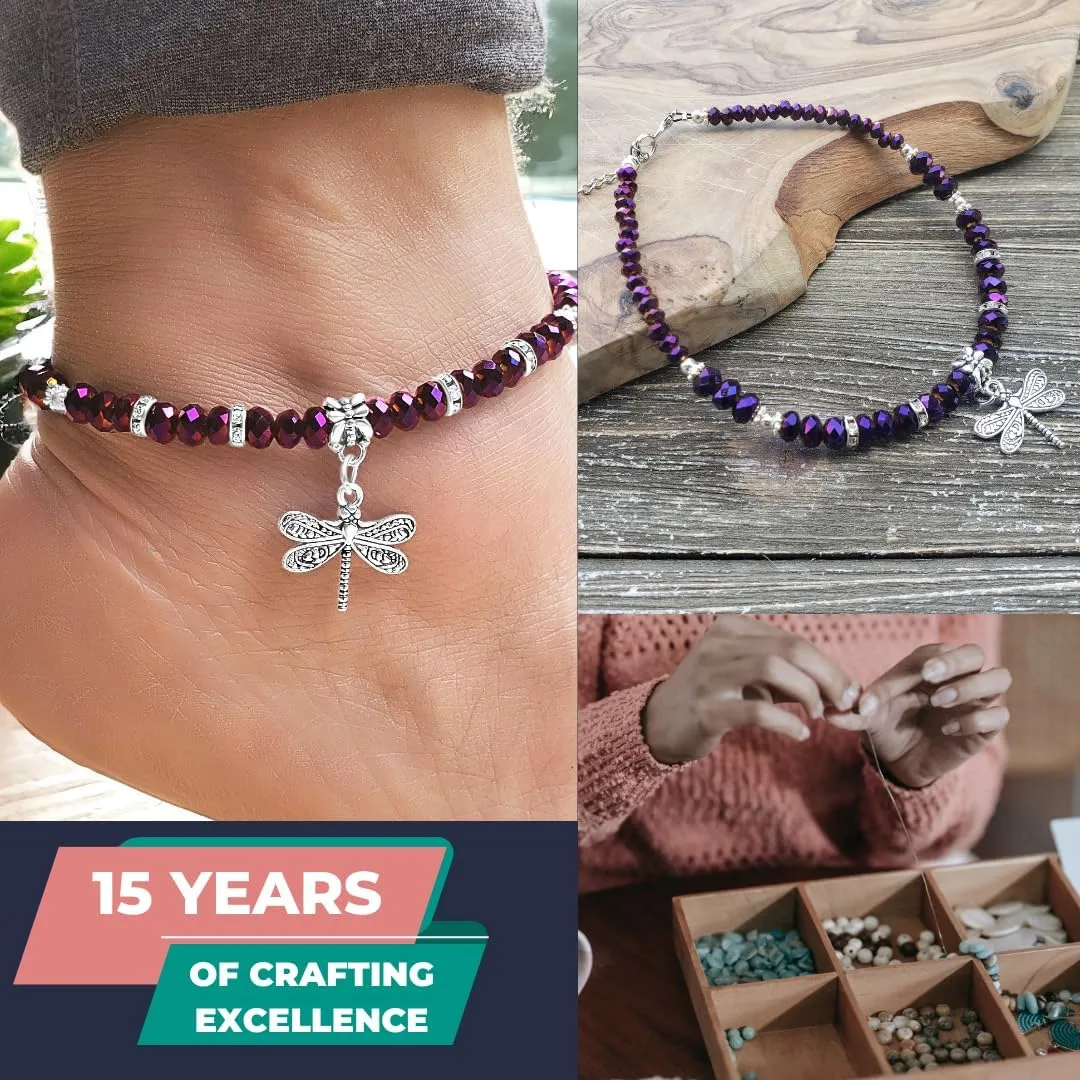 Crystal Dragonfly & Butterfly Charm Adjustable Anklet for Women Handmade Hypoallergenic Boho Beach Gala Wedding Style Fashion Jewelry