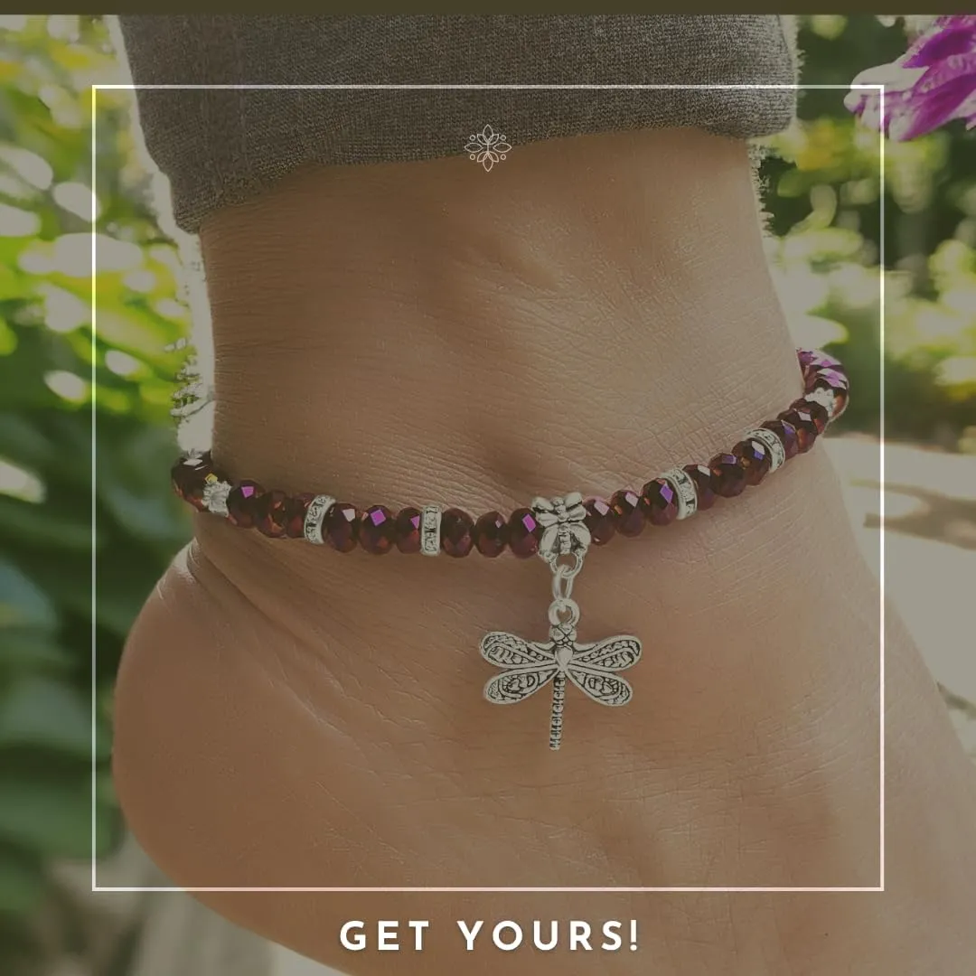 Crystal Dragonfly & Butterfly Charm Adjustable Anklet for Women Handmade Hypoallergenic Boho Beach Gala Wedding Style Fashion Jewelry