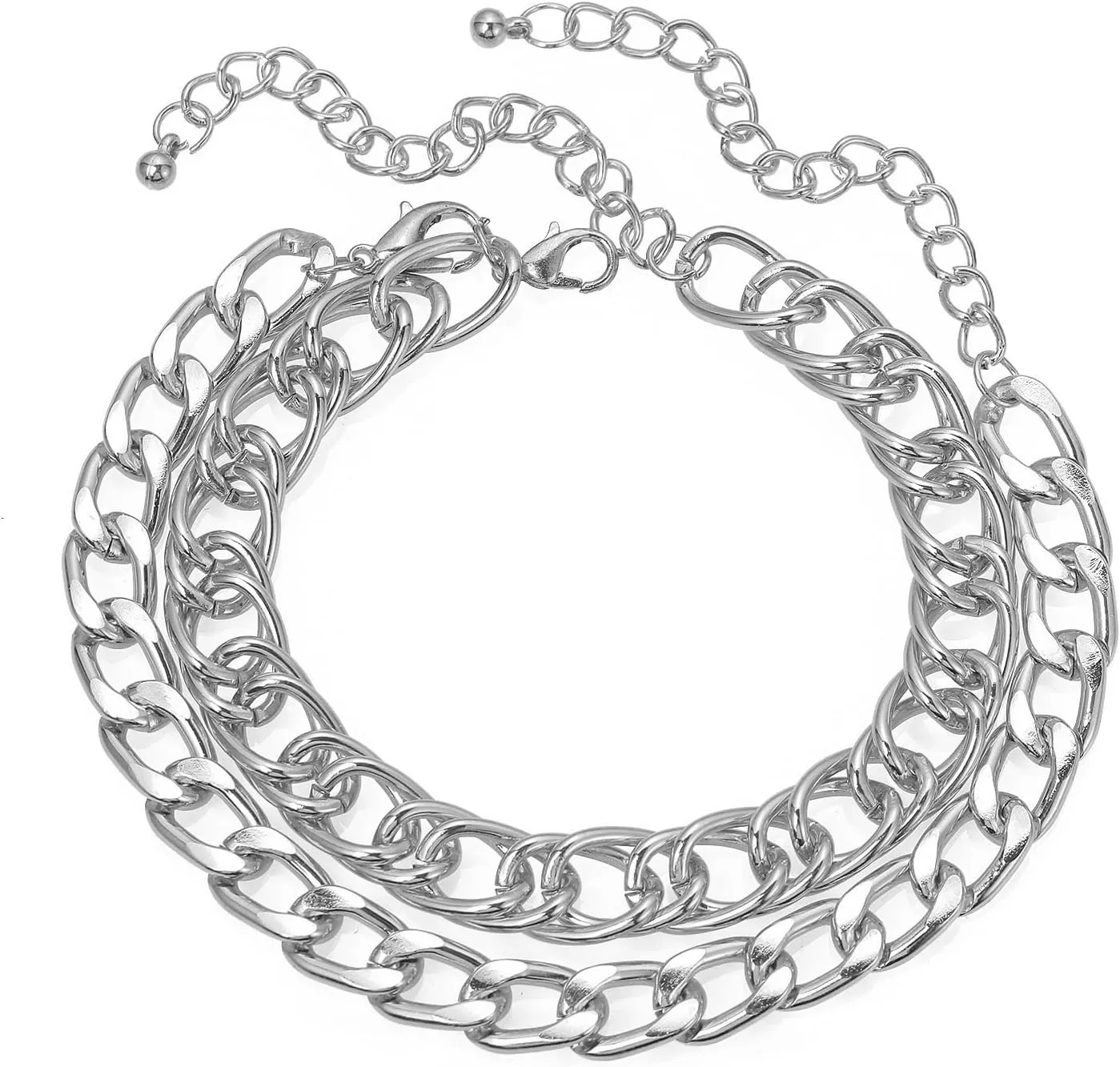 Cuban Link Anklets Gold Silver Ankle Bracelets Hip Hop Layered Paperclip Chain Anklets Set Adjustable Braided Chain Anklet for Women