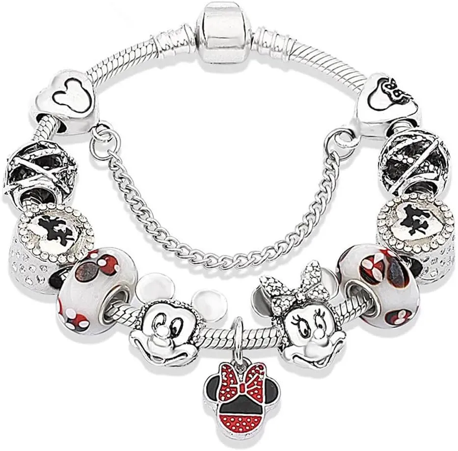 Cute Cartoon Mouse Theme Charms Bracelet, 20CM, Silver, SHAPER681359412883