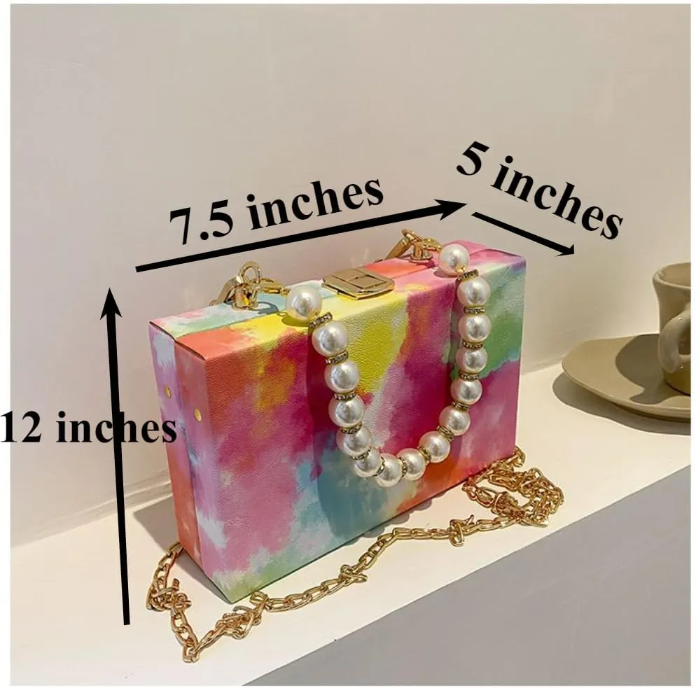 Cute Purse Clutch Women&Girl Evening bag Pouche with Pearl Chain Cross bag, Hand bag Shoulder bag for Party Wedding Birthday