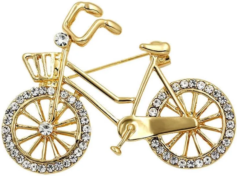 Cute Rhinestone Bike Bicycle Brooch Lapel Pins For Women Men Fashion Cubic Zirconia CZ Brooches Pin Hat Bag Ceremony Clothes Accessories Christmas Holiday Personalization Jewelry Gift For Daughter Bff
