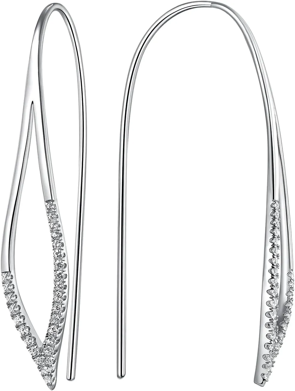 D Color VVS1 Clarity Moissanite Threader Earrings for Women, Solid 925 Sterling Silver Rhodium Finish, Hypoallergenic, Minimalist Jewelry