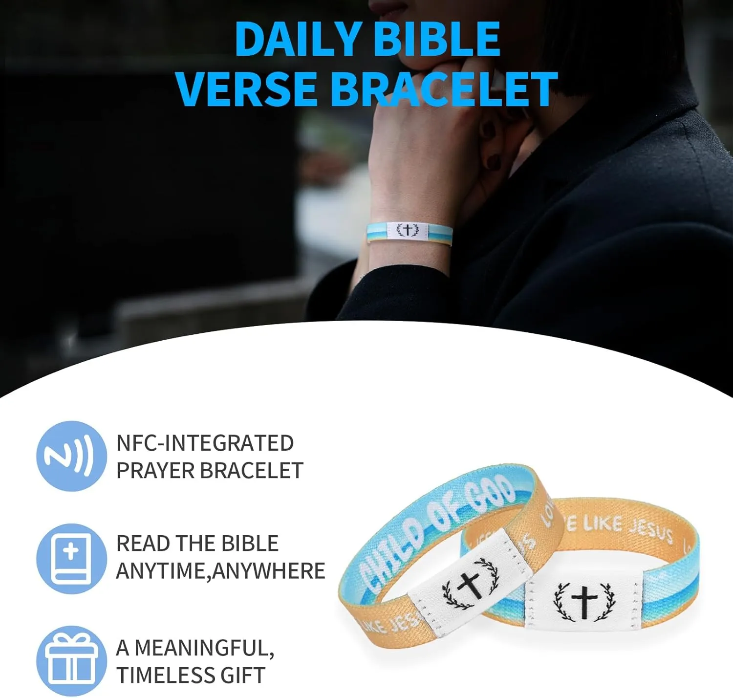 Daily Bible Verse Bracelet, Wearable Christian Daily Bible Verse Bracelet, Scripture Bracelets, Christian Gifts for Women Men