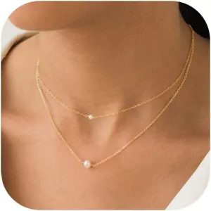 Dainty Gold Pearl Necklace, Pearl Drop Necklace, Pearl Pendant Necklaces for Women, Single Pearl Necklaces for Women, Simple Pearl Necklace, Pearl Chain Necklace