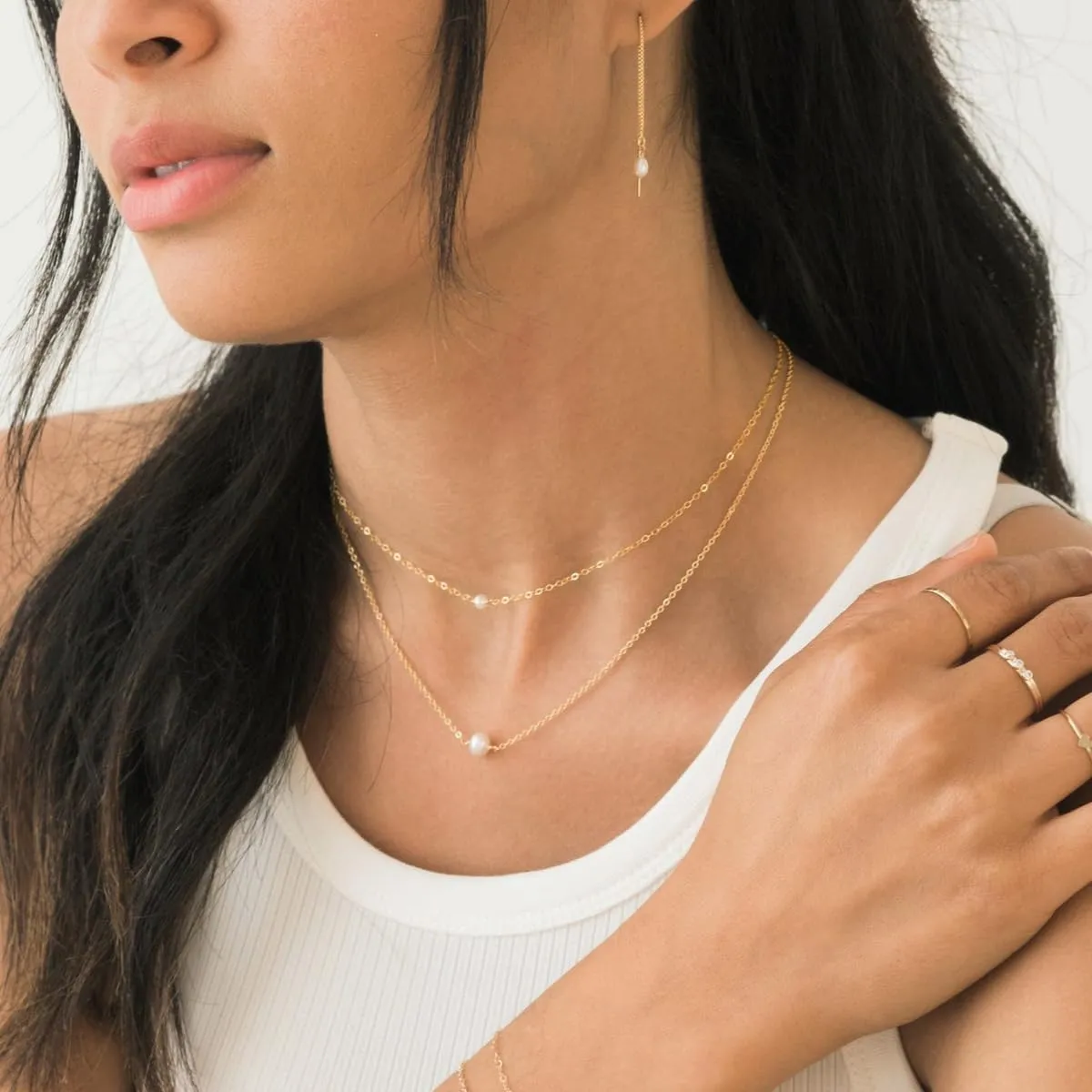 Dainty Gold Pearl Necklace, Pearl Drop Necklace, Pearl Pendant Necklaces for Women, Single Pearl Necklaces for Women, Simple Pearl Necklace, Pearl Chain Necklace