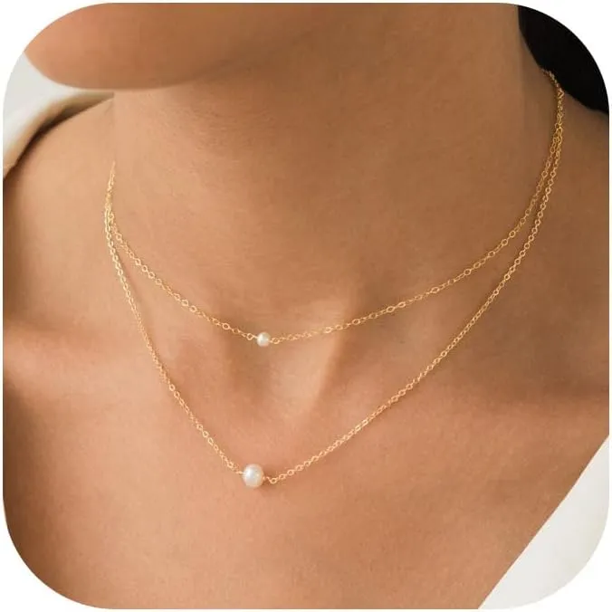 Dainty Gold Pearl Necklace, Pearl Drop Necklace, Pearl Pendant Necklaces for Women, Single Pearl Necklaces for Women, Simple Pearl Necklace, Pearl Chain Necklace