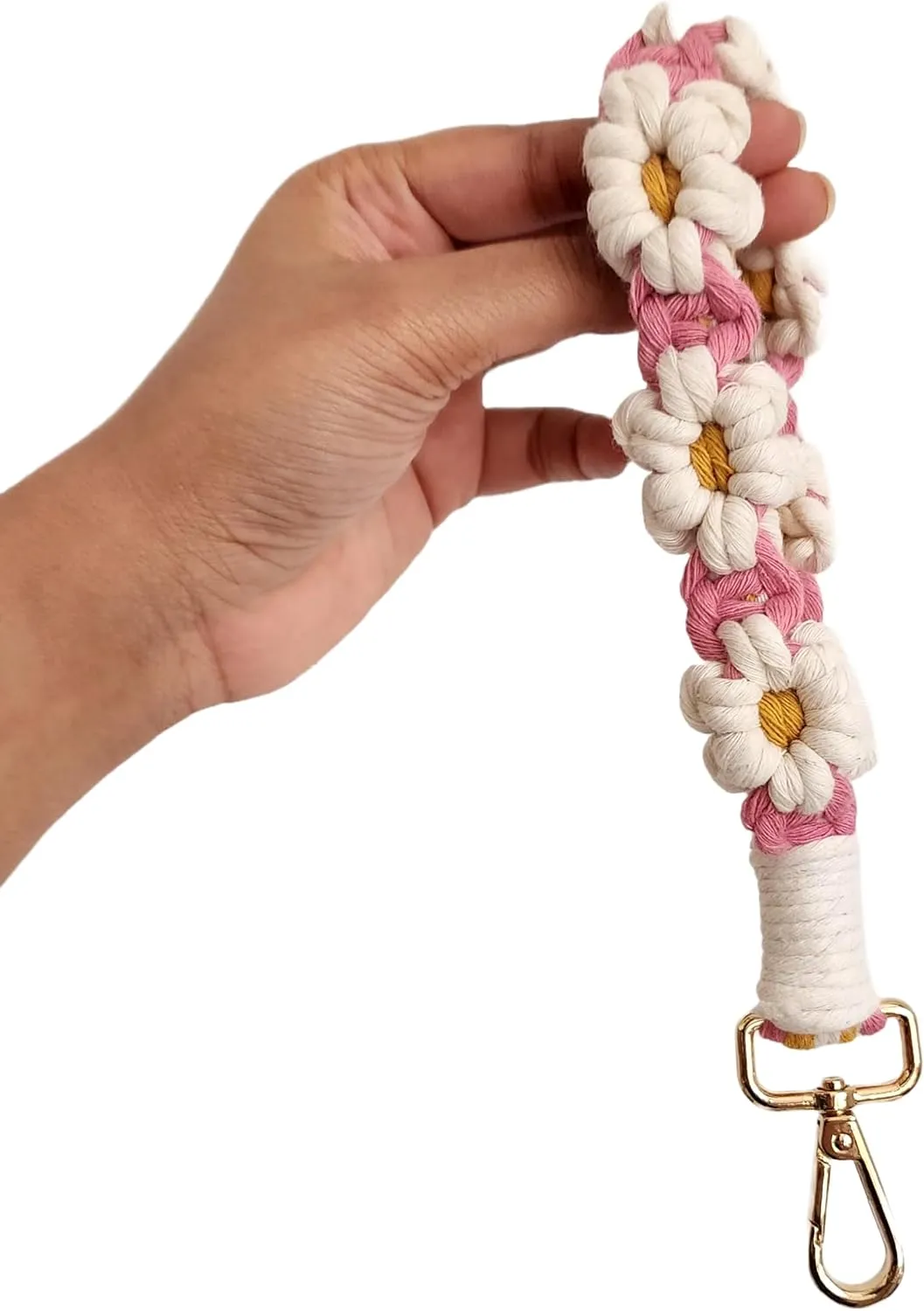 Daisy Keychain Wristlet Lanyards for Keys Off white keychain lanyard Key chain wristlet bracelet keychain