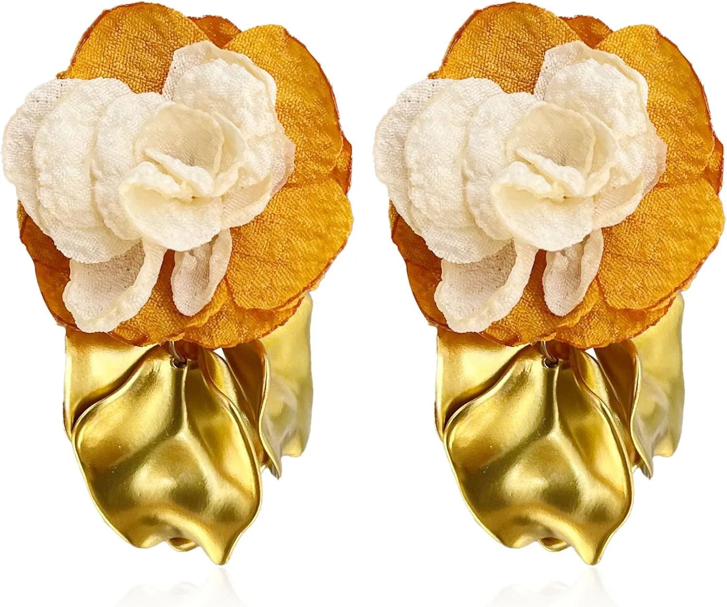 Dangle Acrylic Chiffon Petal Earrings Long Drop Statement Rose Flower Resin Floral Tassel Earrings for Women