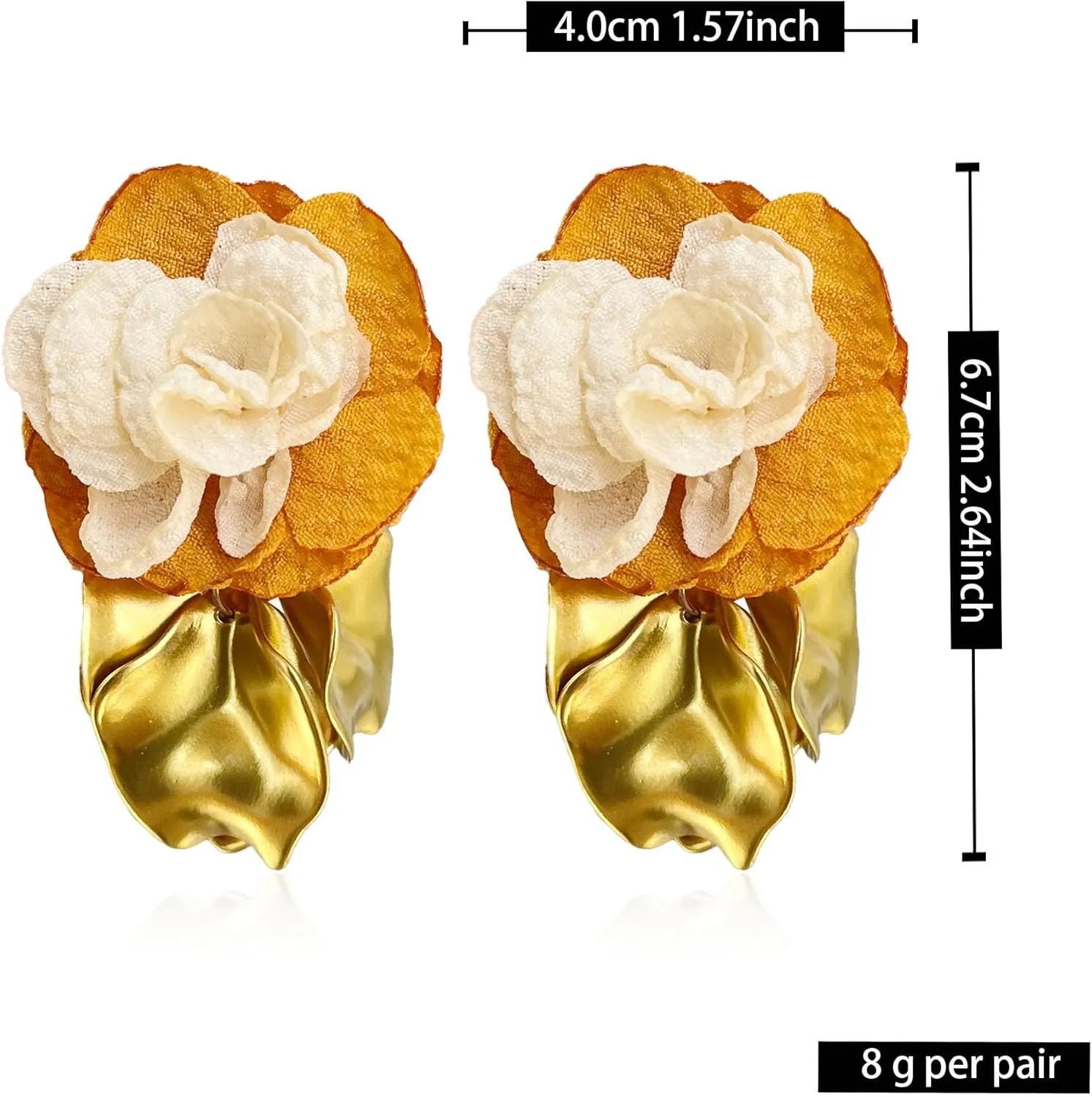 Dangle Acrylic Chiffon Petal Earrings Long Drop Statement Rose Flower Resin Floral Tassel Earrings for Women