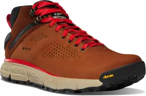 Danner Trail 2650 Gore-Tex Mid 4" Waterproof Hiking Shoes for Men - Suede and Textile Upper with Comfort Footbed, EXO Heel System & Traction Outsole, Brown/Red - 8.5 Wide