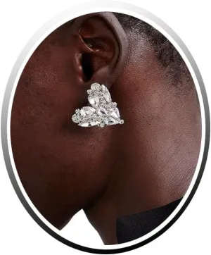 Dazzling Rhinestone Stud Earrings Valentines Earrings for Women Prom Wedding Crystal Heart Earrings Sparkly Ear Jewelry