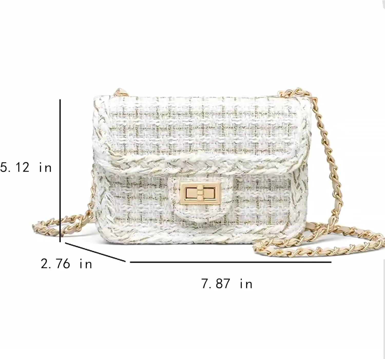 Designer Shoulder Bag for Women Trendy Mini Clutch Evening Bags Quilted Chain Cross body Bag, Tweed Purses for Women