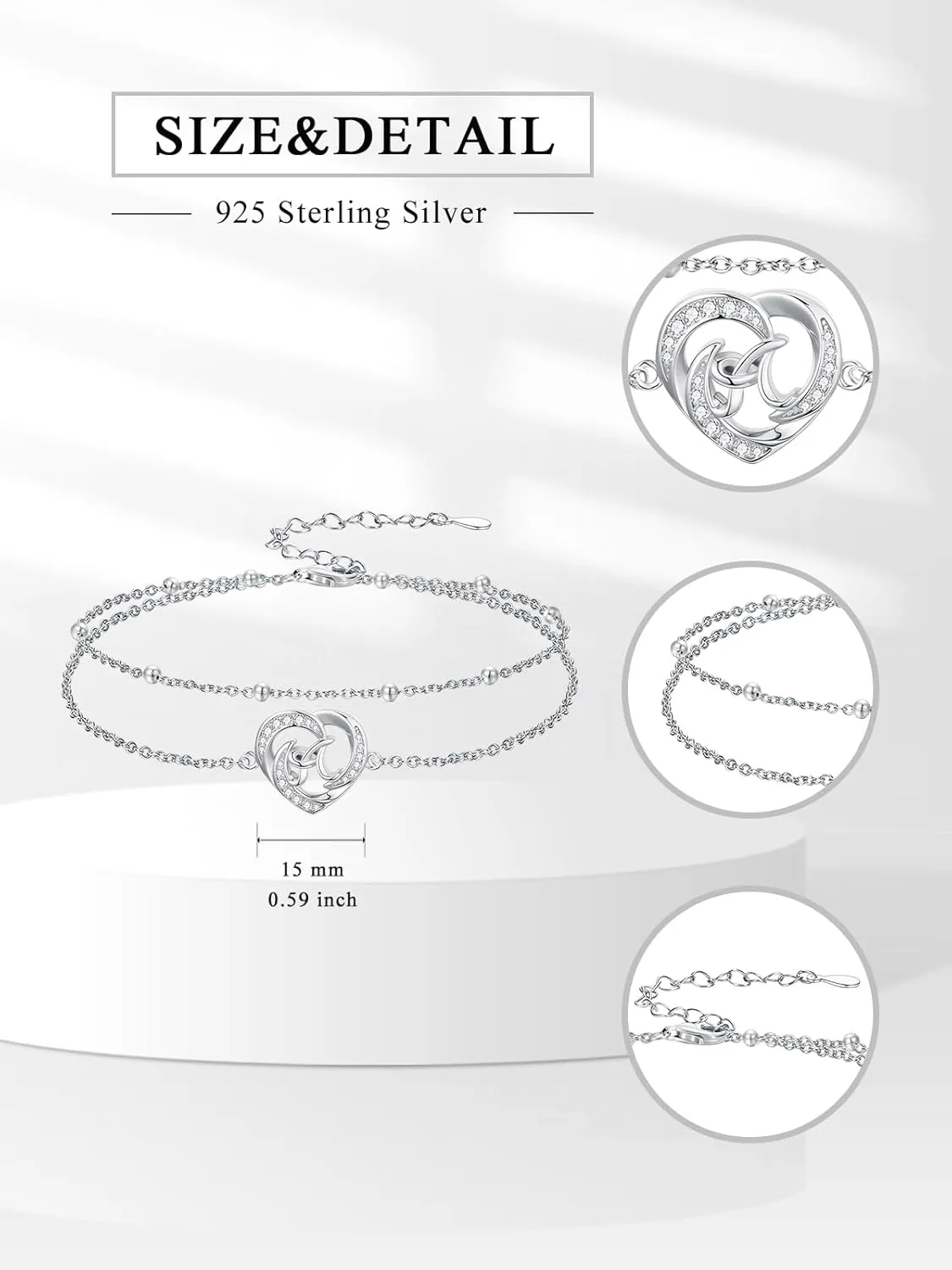 Dorunmo Initial Anklet 925 Sterling Silver Letter A-Z Layered Heart Anklet Beach Jewelry Birthday Gifts for Women