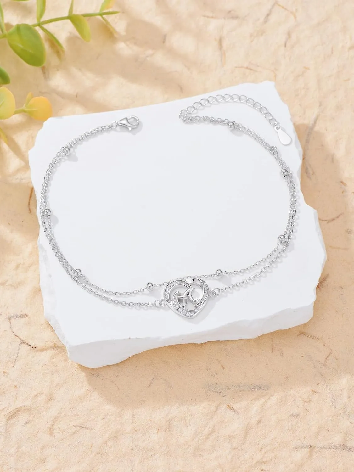 Dorunmo Initial Anklet 925 Sterling Silver Letter A-Z Layered Heart Anklet Beach Jewelry Birthday Gifts for Women