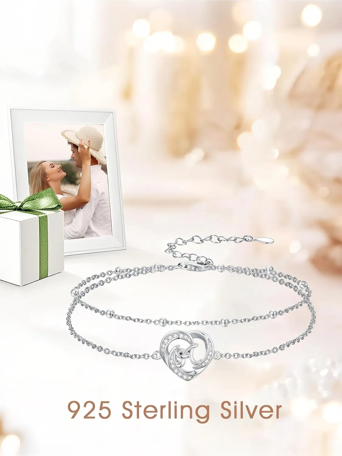 Dorunmo Initial Anklet 925 Sterling Silver Letter A-Z Layered Heart Anklet Beach Jewelry Birthday Gifts for Women