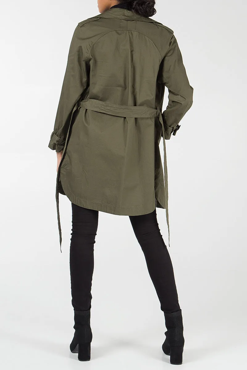 Double Breasted Belted Trench Jacket